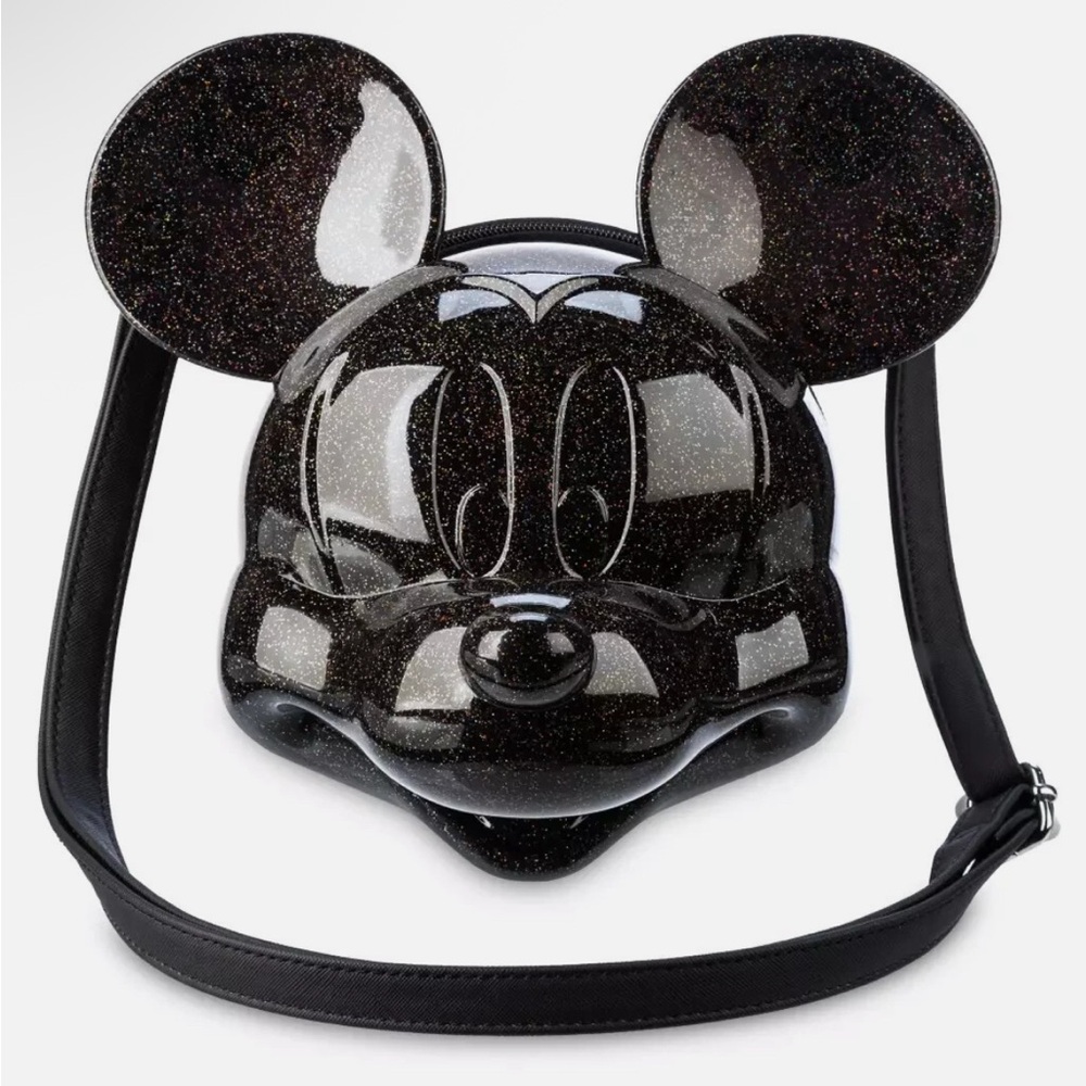 Disney Black Glitter Mickey Molded Crossbody Bag NWT